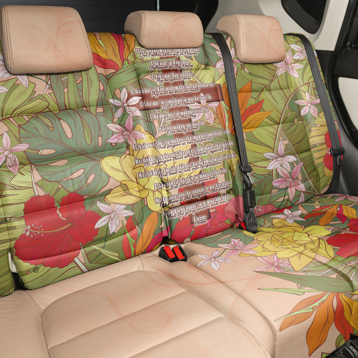 Mahalo Hawaii - ⁠Ka Pule a ka Haku Back Car Seat Cover Tropical Flowers