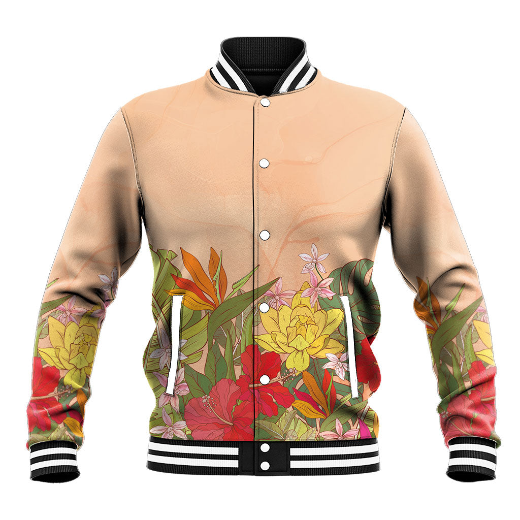 Mahalo Hawaii - ⁠Ka Pule a ka Haku Baseball Jacket Tropical Flowers