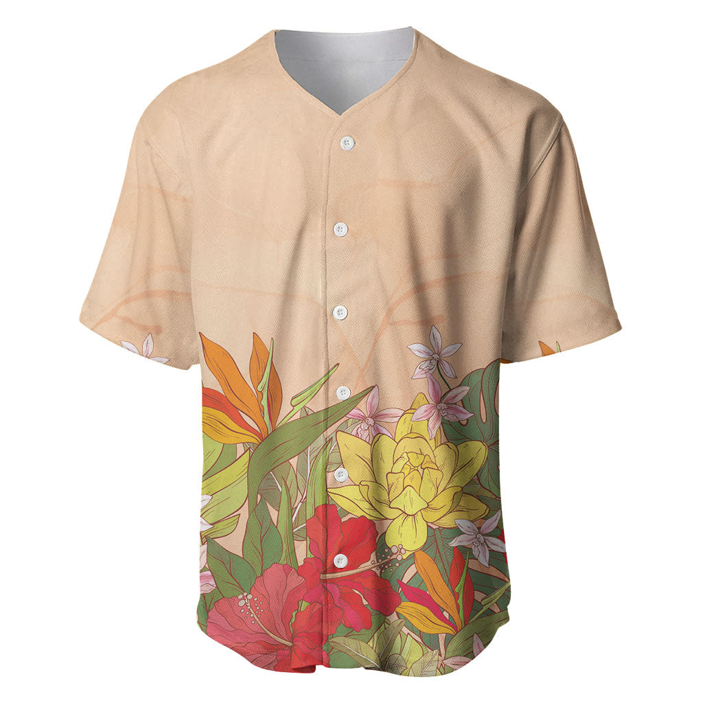 Mahalo Hawaii - ⁠Ka Pule a ka Haku Baseball Jersey Tropical Flowers