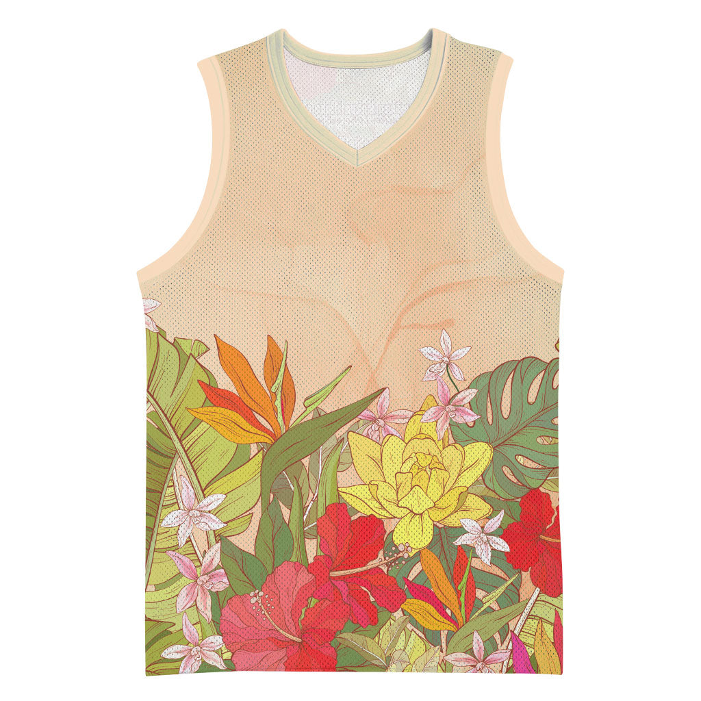 Mahalo Hawaii - ⁠Ka Pule a ka Haku Basketball Jersey Tropical Flowers