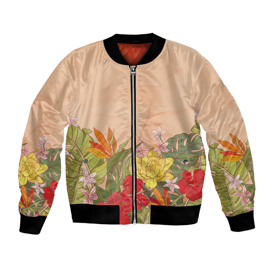 Mahalo Hawaii - ⁠Ka Pule a ka Haku Bomber Jacket Tropical Flowers