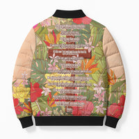 Mahalo Hawaii - ⁠Ka Pule a ka Haku Bomber Puffer Jacket Tropical Flowers