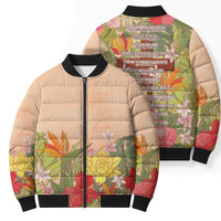 Mahalo Hawaii - ⁠Ka Pule a ka Haku Bomber Puffer Jacket Tropical Flowers