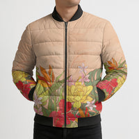 Mahalo Hawaii - ⁠Ka Pule a ka Haku Bomber Puffer Jacket Tropical Flowers