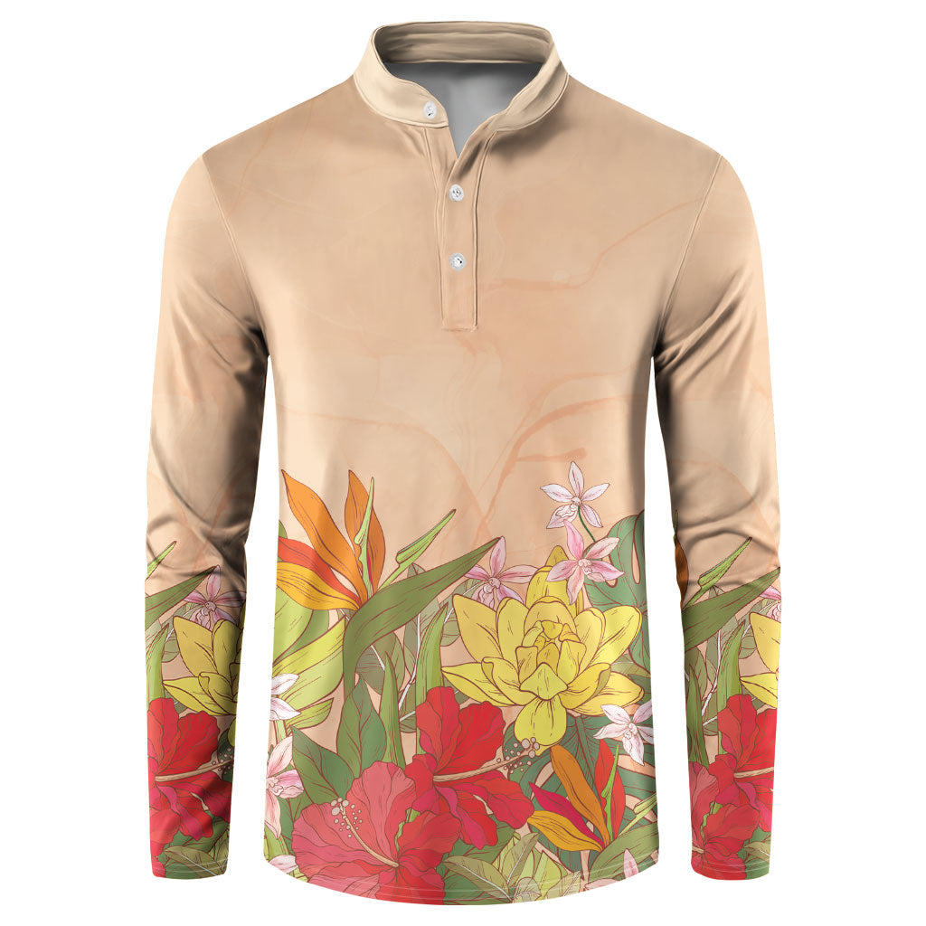 Mahalo Hawaii - ⁠Ka Pule a ka Haku Button Sweatshirt Tropical Flowers