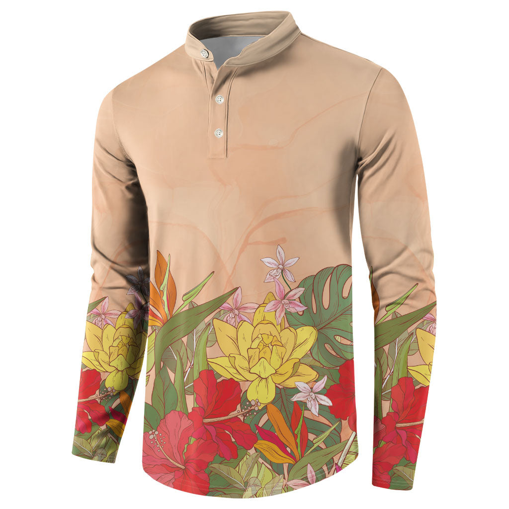 Mahalo Hawaii - ⁠Ka Pule a ka Haku Button Sweatshirt Tropical Flowers
