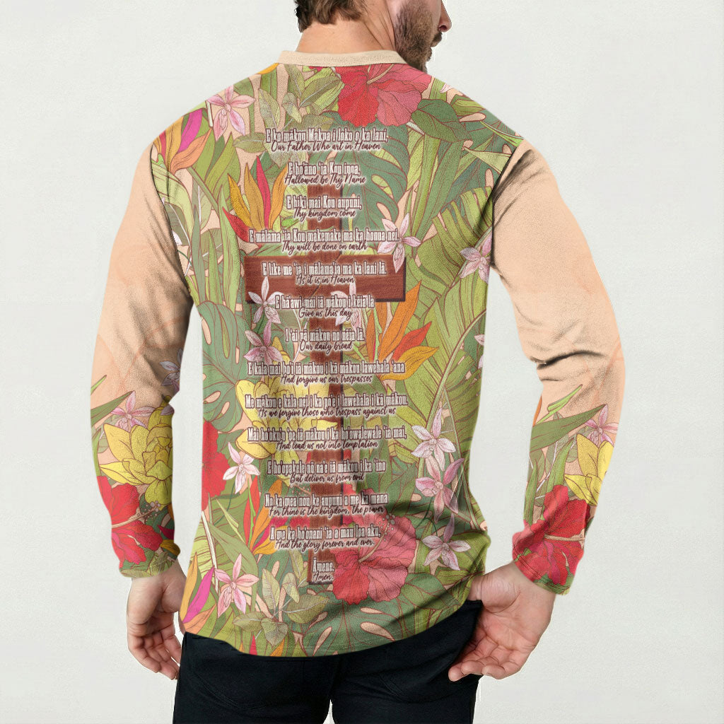 Mahalo Hawaii - ⁠Ka Pule a ka Haku Button Sweatshirt Tropical Flowers