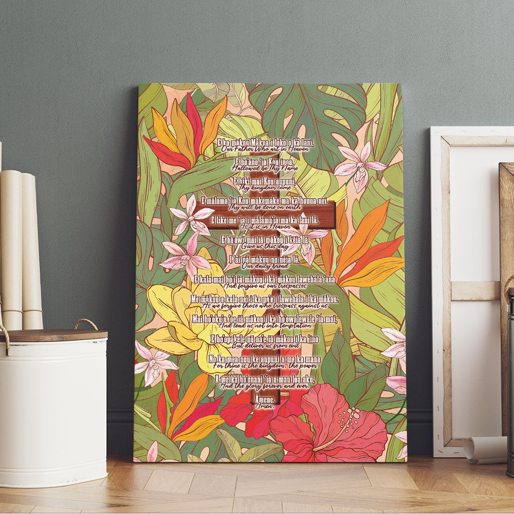Mahalo Hawaii - ⁠Ka Pule a ka Haku Canvas Wall Art Tropical Flowers