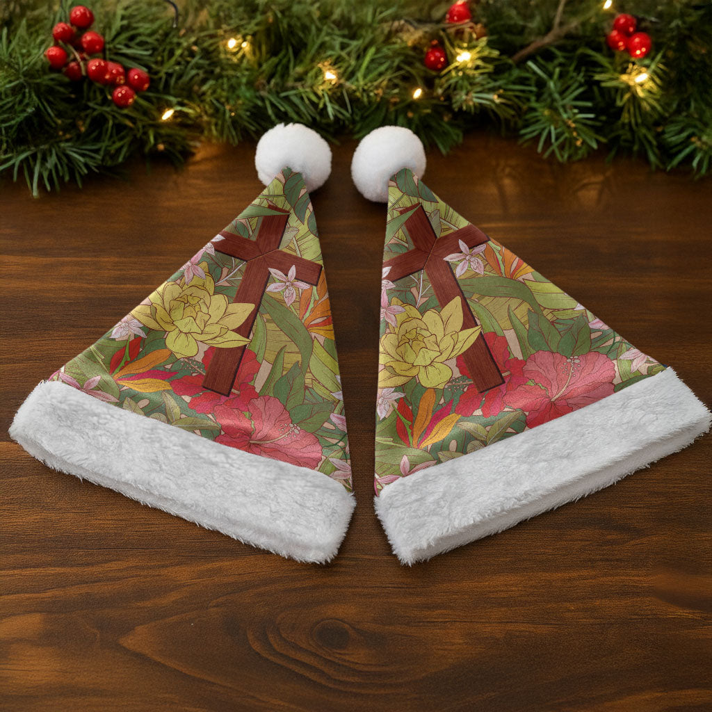 Mahalo Hawaii - ⁠Ka Pule a ka Haku Christmas Santa Hat Tropical Flowers