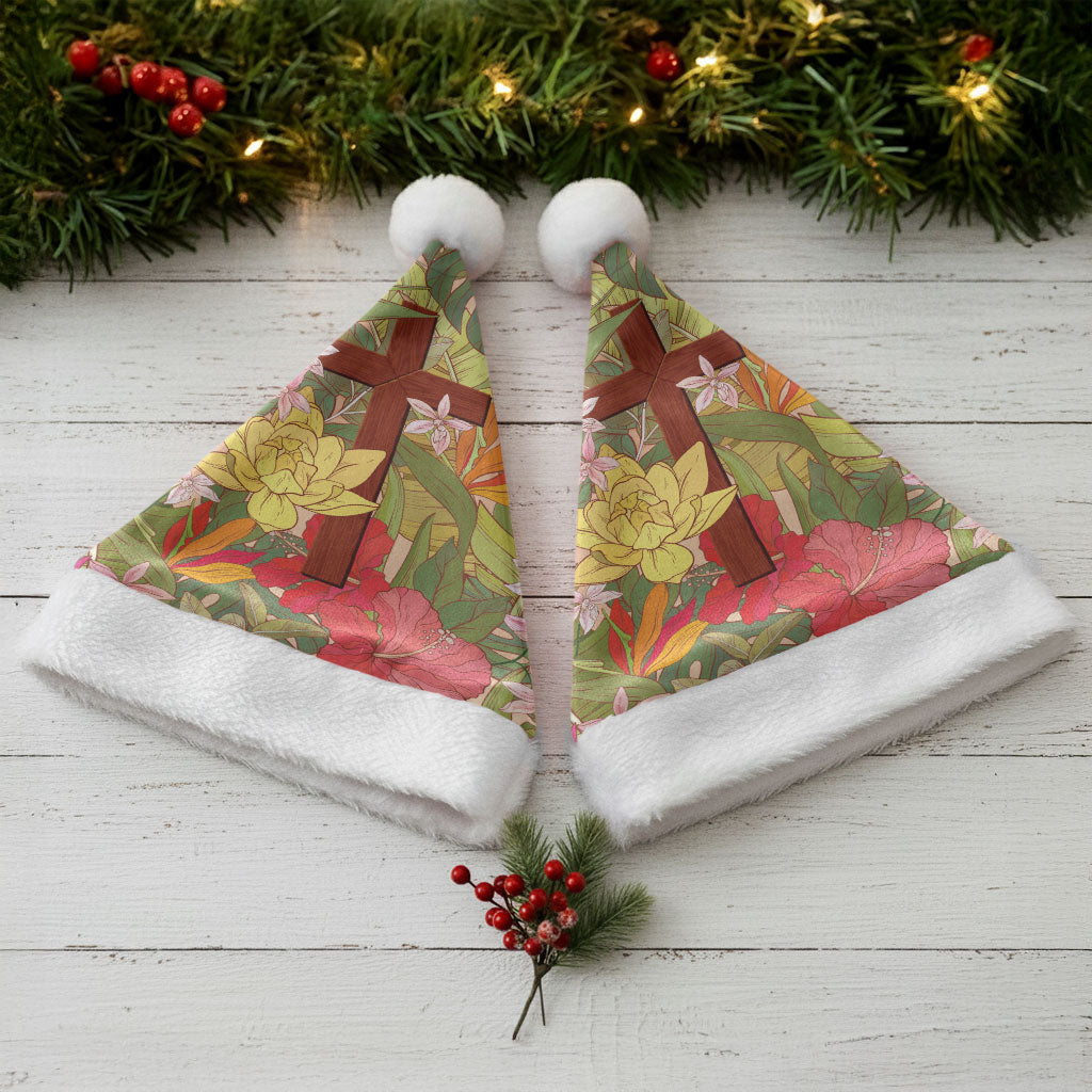 Mahalo Hawaii - ⁠Ka Pule a ka Haku Christmas Santa Hat Tropical Flowers