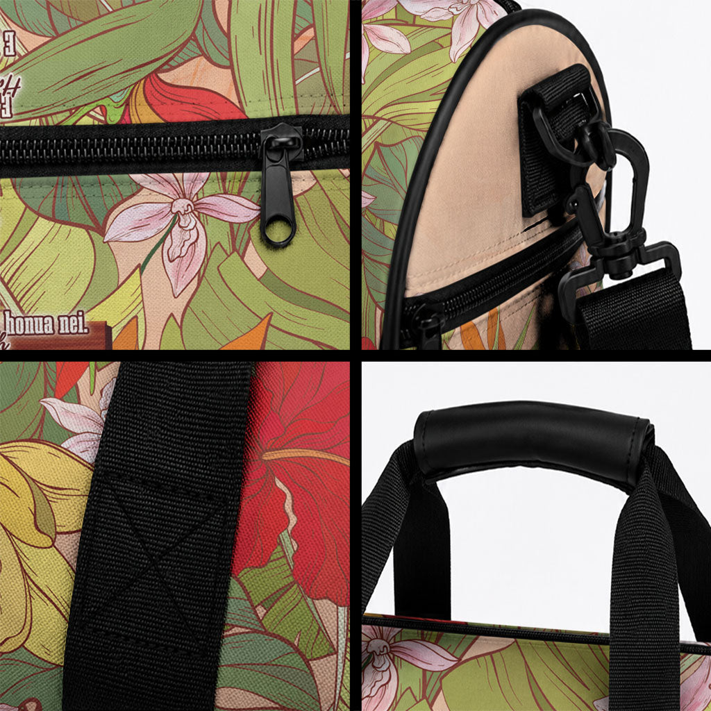 Mahalo Hawaii - ⁠Ka Pule a ka Haku Duffle Bag Tropical Flowers