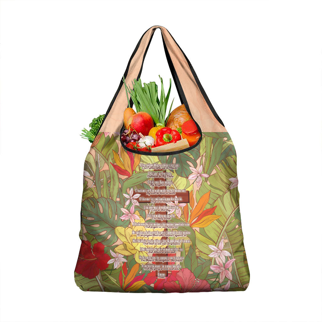 Mahalo Hawaii - Ka Pule a ka Haku Grocery Bag Tropical Flowers LT7 1-pack One Size Coral Pink - Polynesian Pride