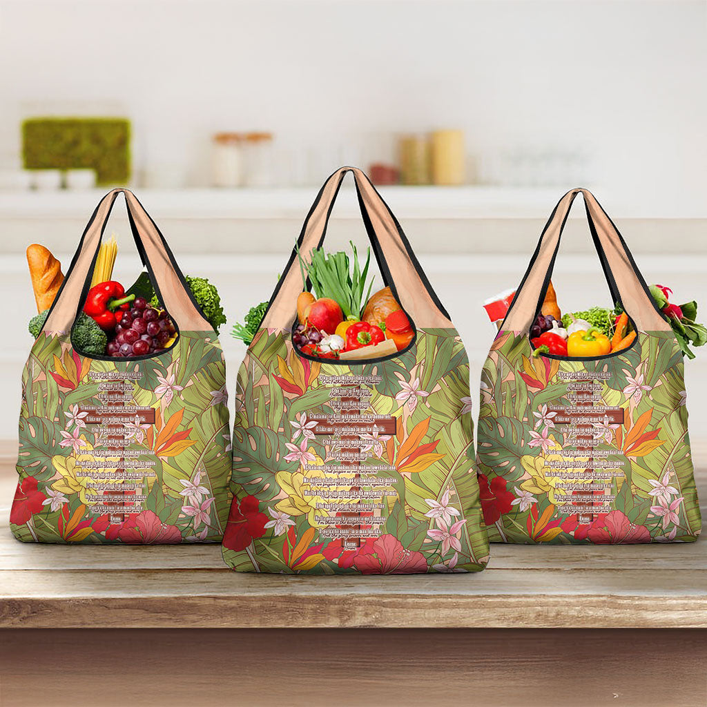 Mahalo Hawaii - ⁠Ka Pule a ka Haku Grocery Bag Tropical Flowers