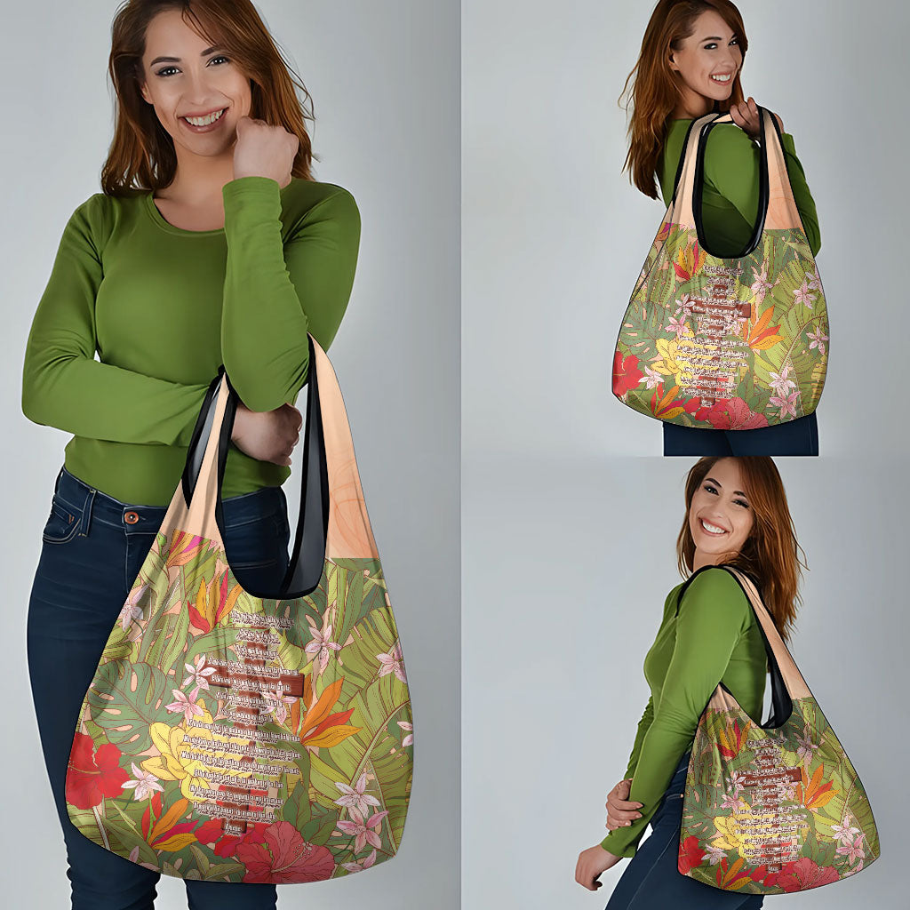 Mahalo Hawaii - ⁠Ka Pule a ka Haku Grocery Bag Tropical Flowers