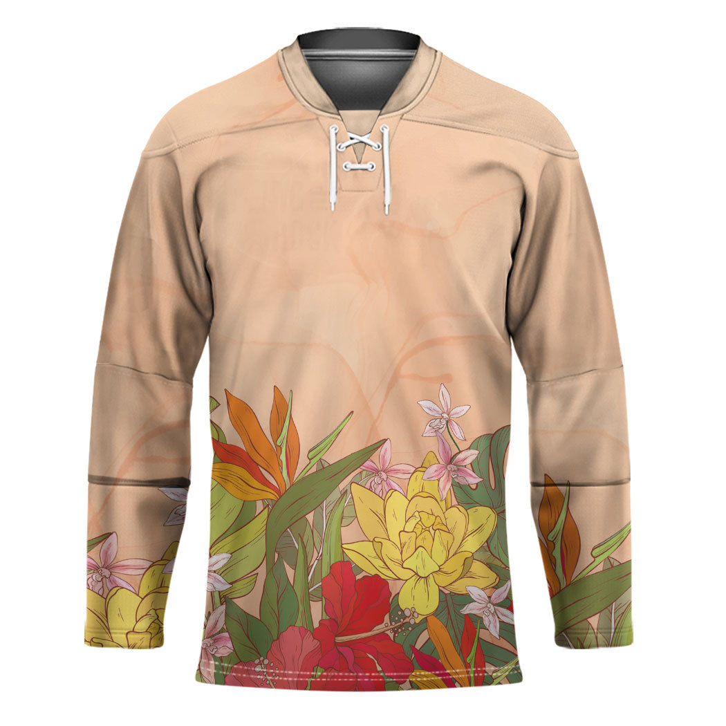 Mahalo Hawaii - ⁠Ka Pule a ka Haku Hockey Jersey Tropical Flowers