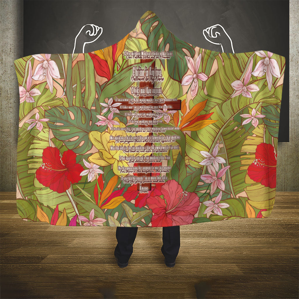 Mahalo Hawaii - ⁠Ka Pule a ka Haku Hooded Blanket Tropical Flowers