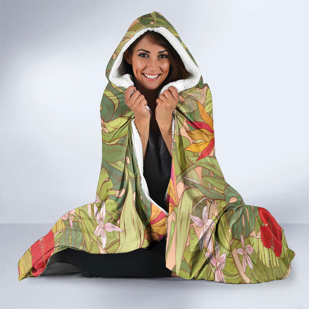 Mahalo Hawaii - ⁠Ka Pule a ka Haku Hooded Blanket Tropical Flowers