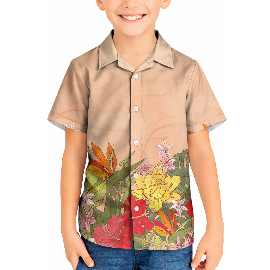 Mahalo Hawaii - Ka Pule a ka Haku Kid Hawaiian Shirt Tropical Flowers LT7 Kid Coral Pink - Polynesian Pride