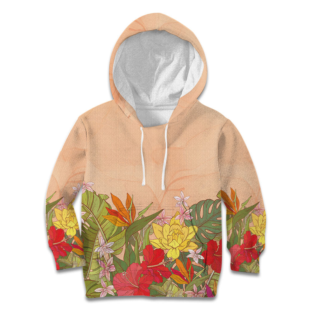 Mahalo Hawaii - ⁠Ka Pule a ka Haku Kid Hoodie Tropical Flowers