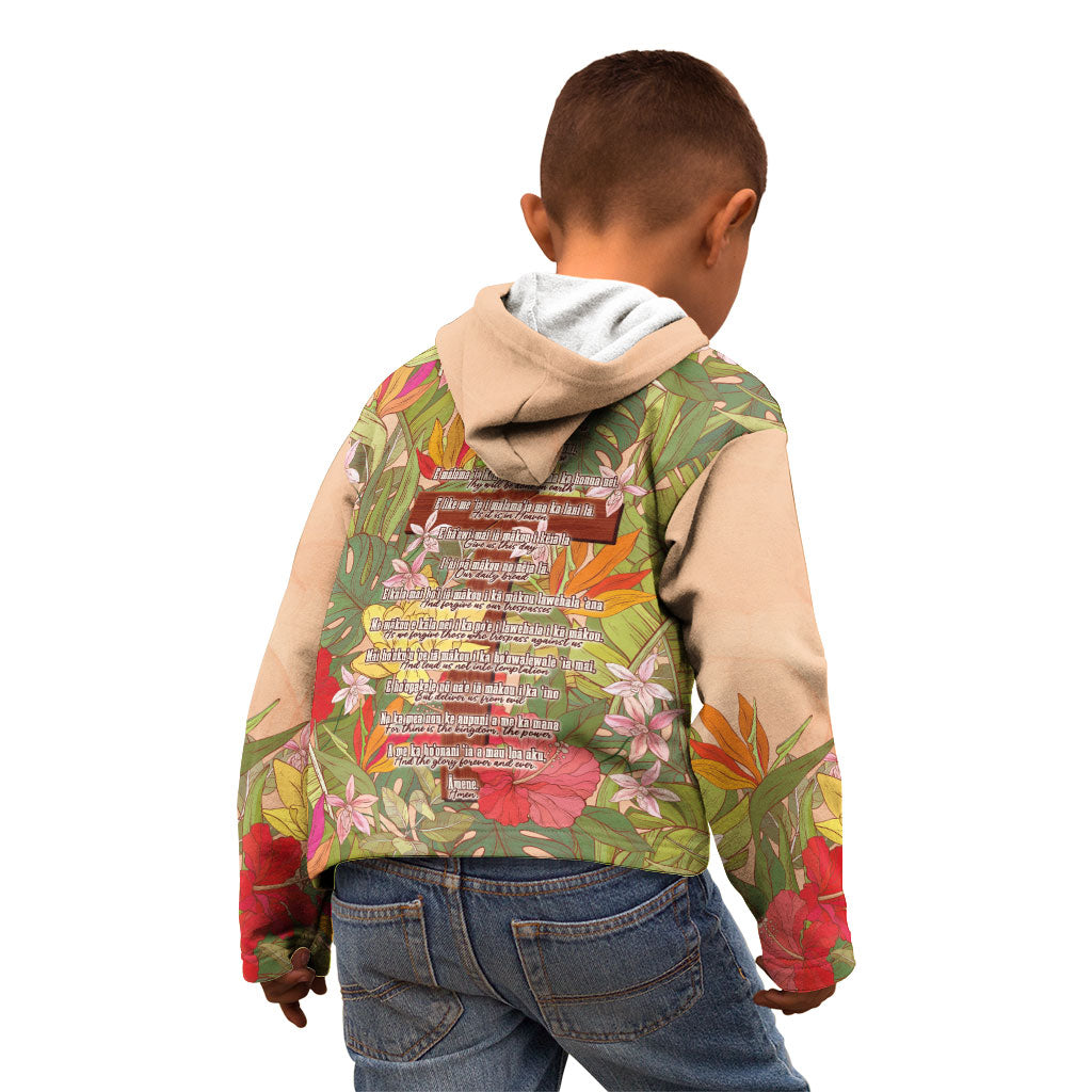 Mahalo Hawaii - ⁠Ka Pule a ka Haku Kid Hoodie Tropical Flowers