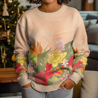 Mahalo Hawaii - ⁠Ka Pule a ka Haku Kid Ugly Christmas Sweater Tropical Flowers