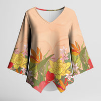 Mahalo Hawaii - ⁠Ka Pule a ka Haku Kimono Sleeve Blouse Tropical Flowers