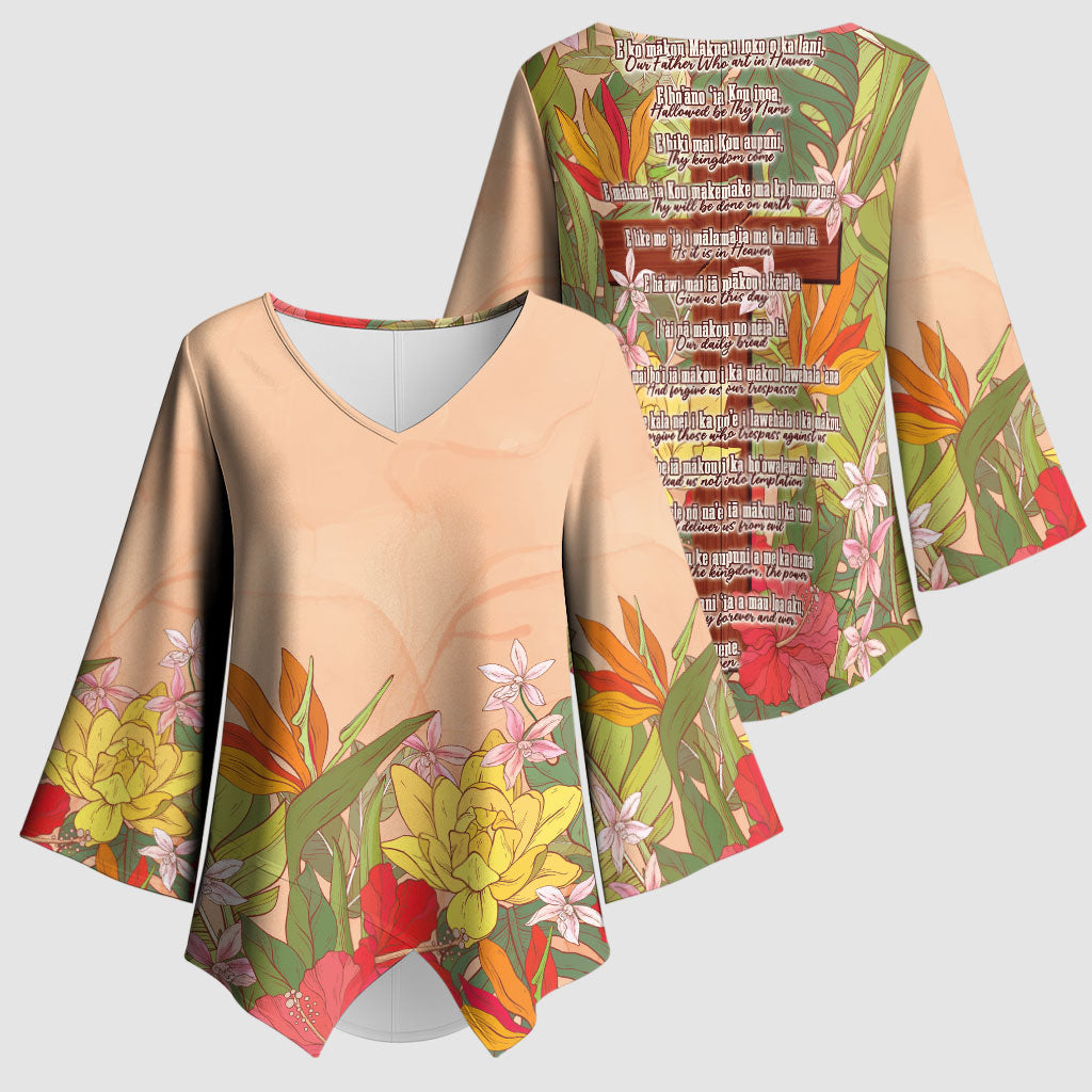 Mahalo Hawaii - ⁠Ka Pule a ka Haku Kimono Sleeve Blouse Tropical Flowers