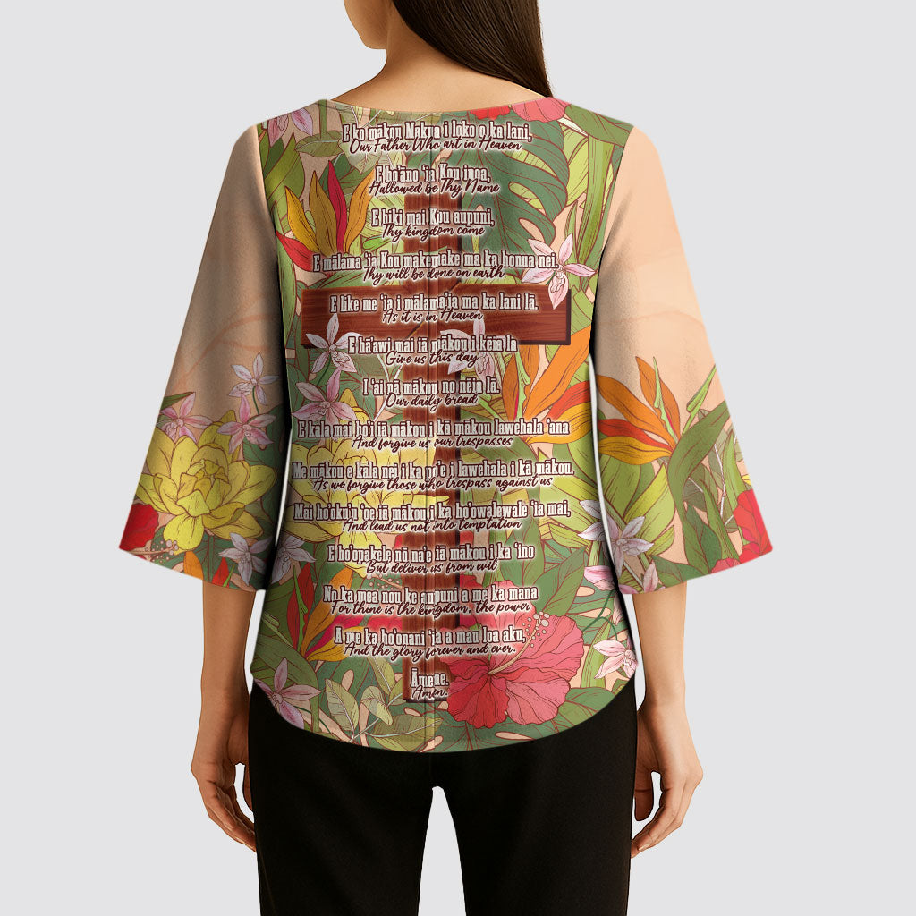 Mahalo Hawaii - ⁠Ka Pule a ka Haku Kimono Sleeve Blouse Tropical Flowers