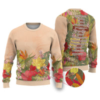Mahalo Hawaii - ⁠Ka Pule a ka Haku Ugly Christmas Sweater Tropical Flowers