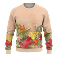 Mahalo Hawaii - ⁠Ka Pule a ka Haku Ugly Christmas Sweater Tropical Flowers