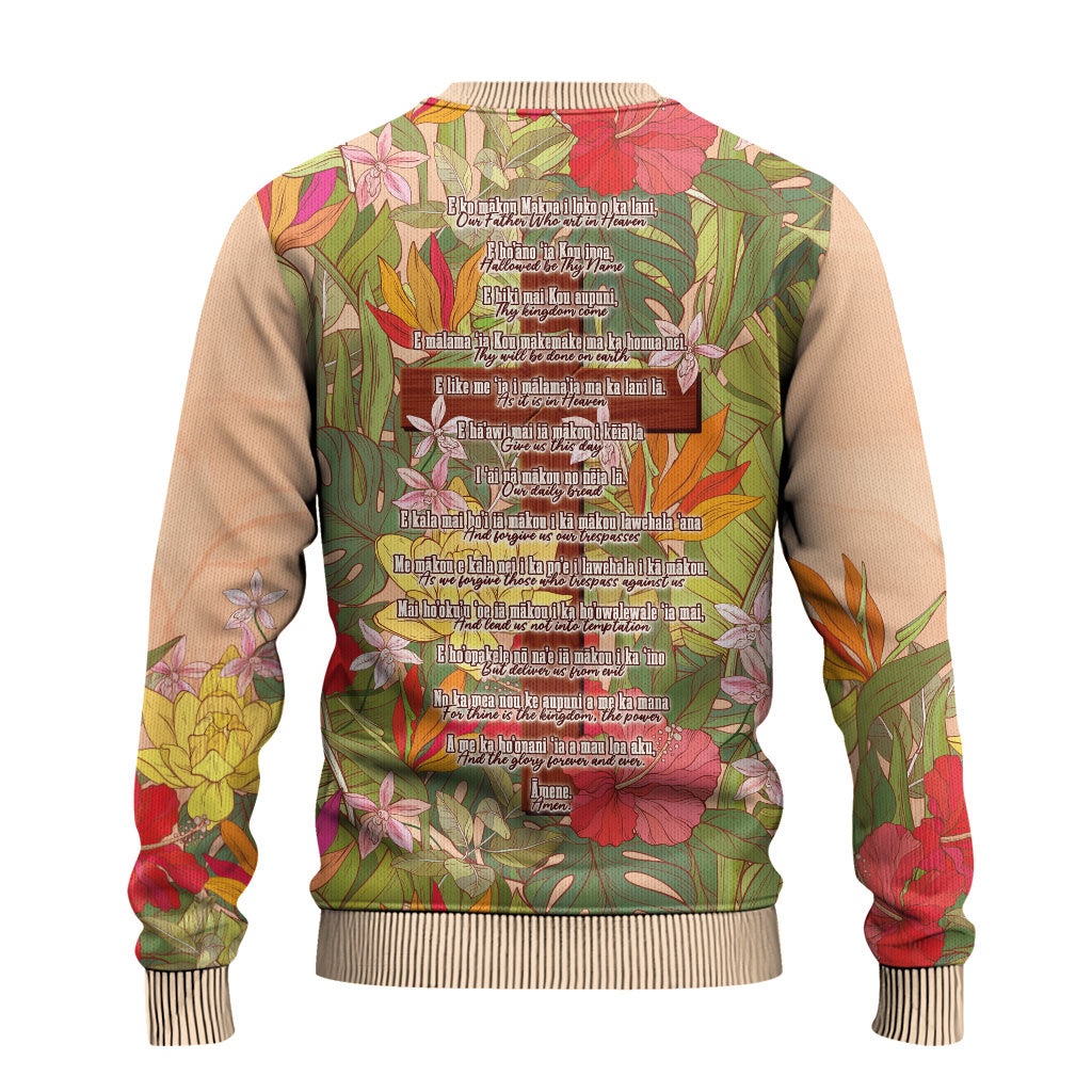 Mahalo Hawaii - ⁠Ka Pule a ka Haku Ugly Christmas Sweater Tropical Flowers
