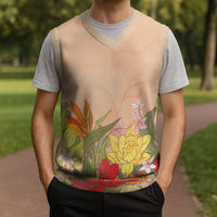 Mahalo Hawaii - ⁠Ka Pule a ka Haku Christmas Knitted V-Neck Vest Tropical Flowers