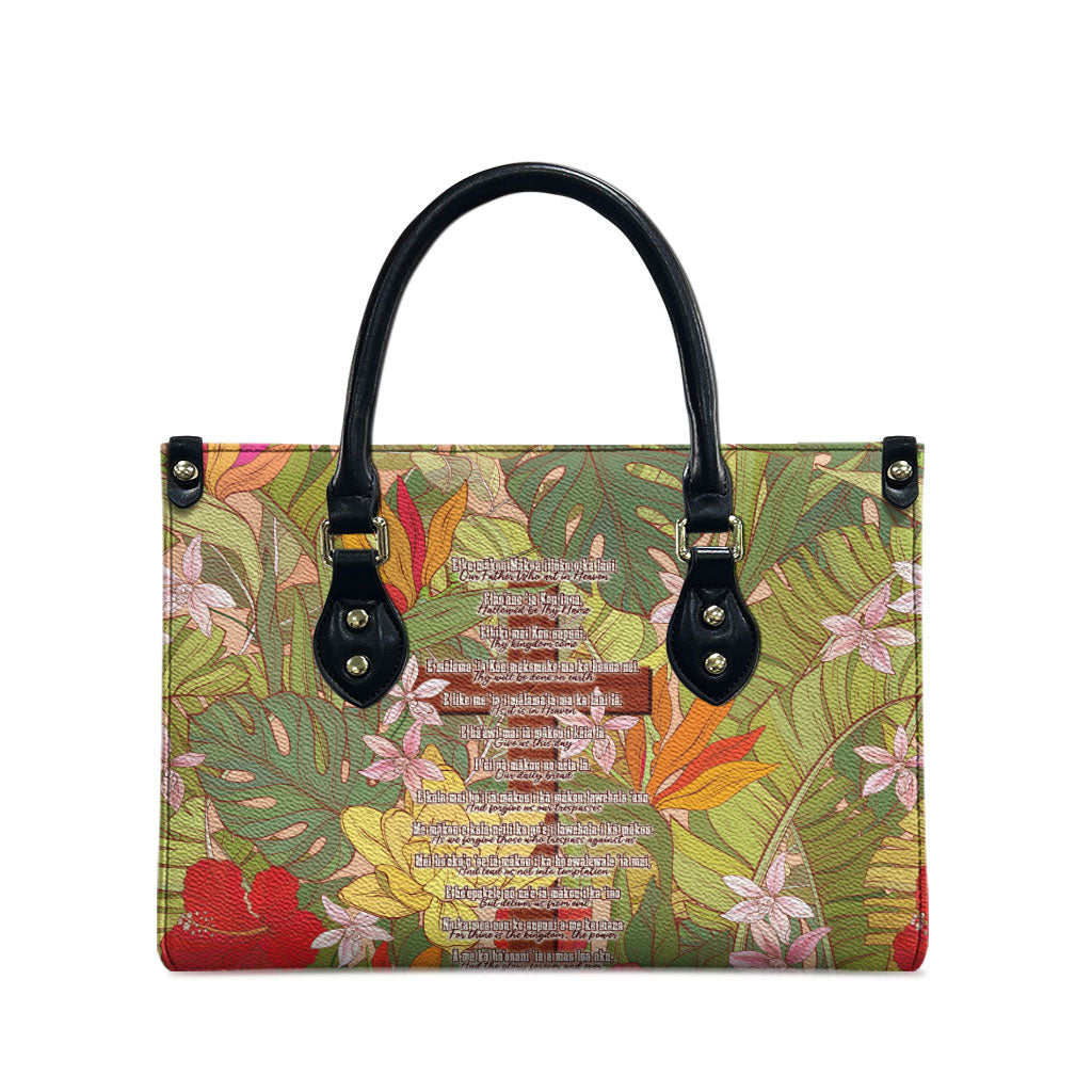 Mahalo Hawaii - ⁠Ka Pule a ka Haku Leather Bag Tropical Flowers