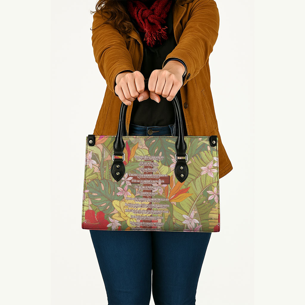 Mahalo Hawaii - ⁠Ka Pule a ka Haku Leather Bag Tropical Flowers