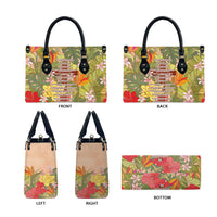 Mahalo Hawaii - ⁠Ka Pule a ka Haku Leather Bag Tropical Flowers