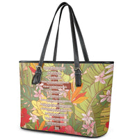 Mahalo Hawaii - ⁠Ka Pule a ka Haku Leather Tote Bag Tropical Flowers