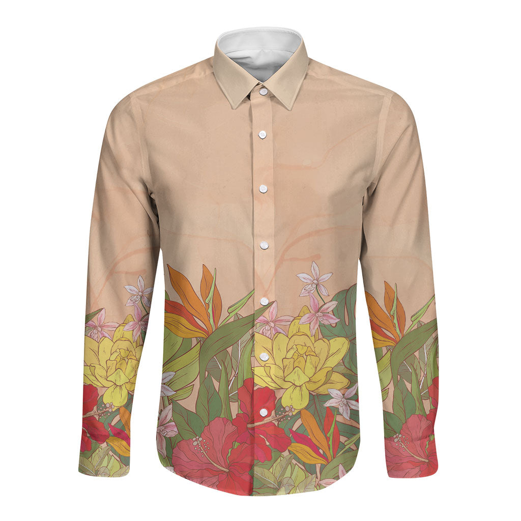 Mahalo Hawaii - ⁠Ka Pule a ka Haku Long Sleeve Button Shirt Tropical Flowers