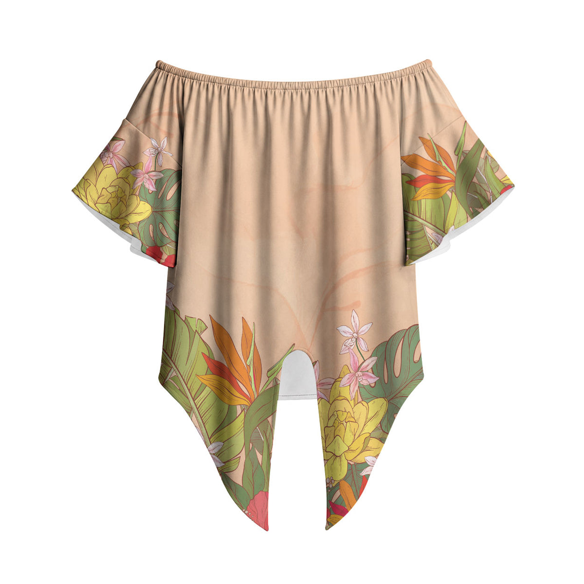 Mahalo Hawaii - ⁠Ka Pule a ka Haku Off Shoulder Wrap Waist Top Tropical Flowers