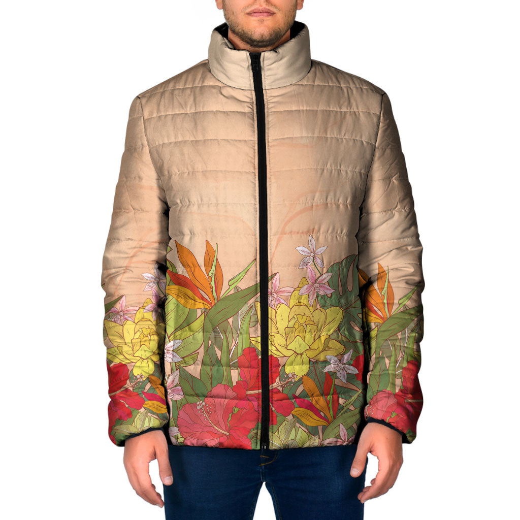 Mahalo Hawaii - ⁠Ka Pule a ka Haku Padded Jacket Tropical Flowers