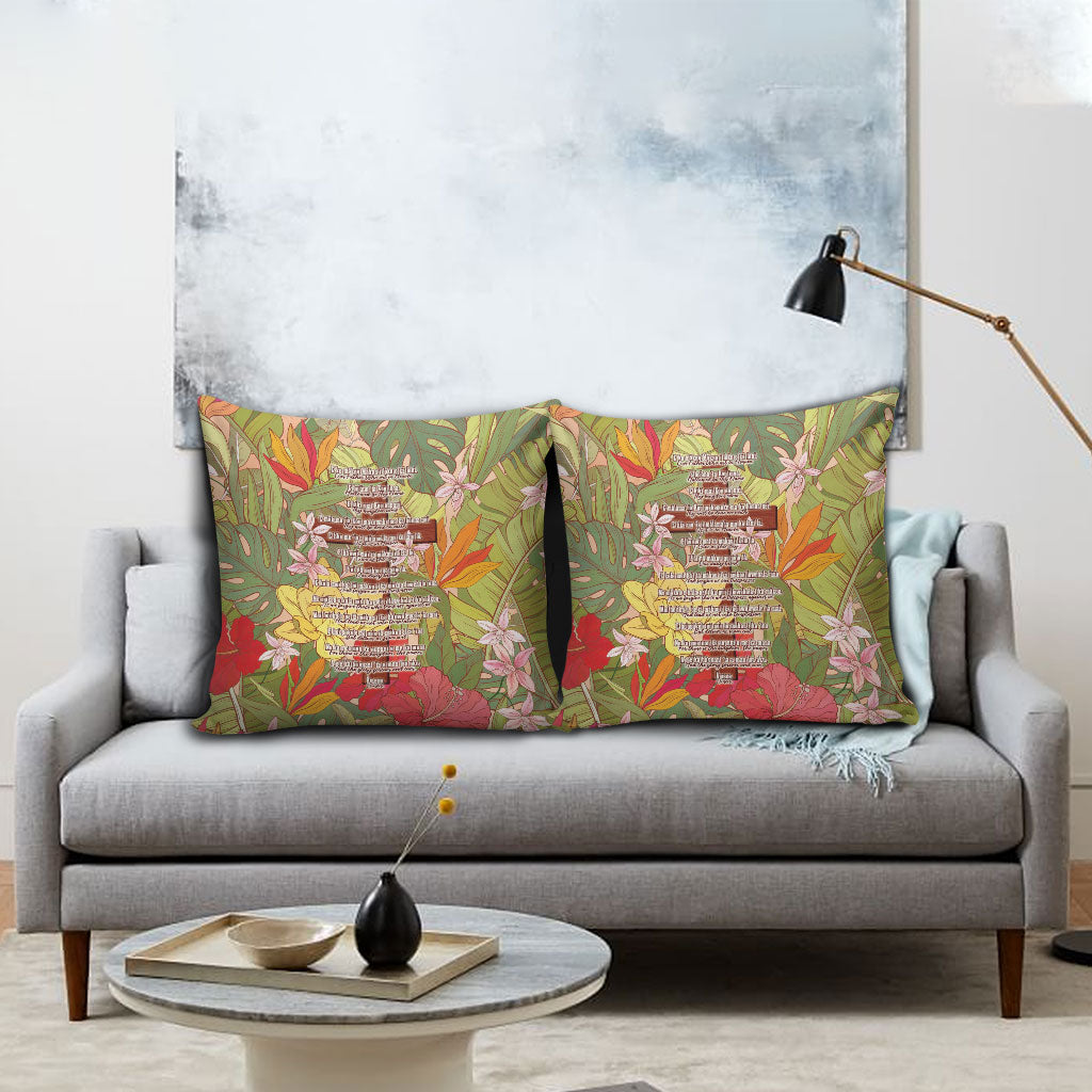 Mahalo Hawaii - ⁠Ka Pule a ka Haku Pillow Cover Tropical Flowers