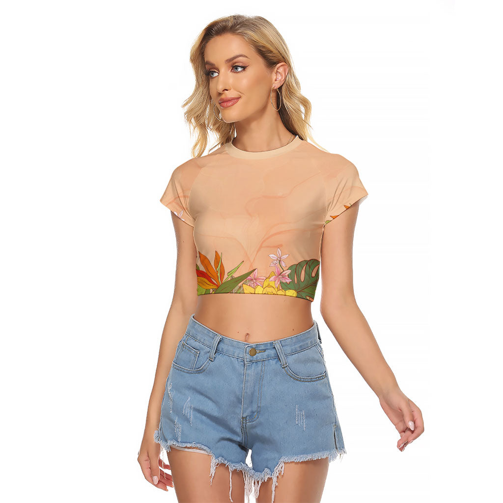 Mahalo Hawaii - ⁠Ka Pule a ka Haku Raglan Cropped T Shirt Tropical Flowers
