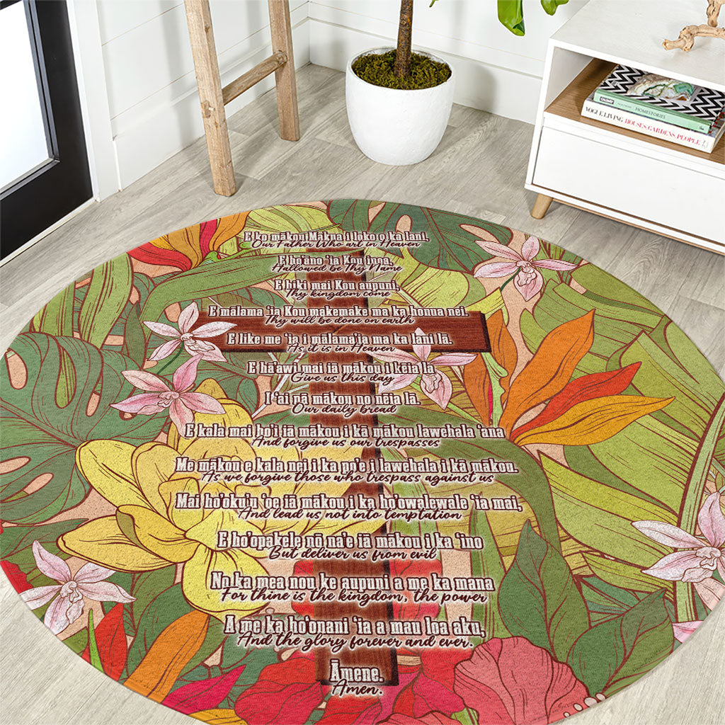 Mahalo Hawaii - ⁠Ka Pule a ka Haku Round Carpet Tropical Flowers