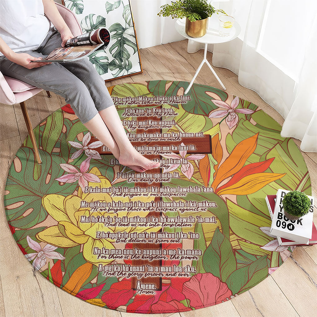 Mahalo Hawaii - ⁠Ka Pule a ka Haku Round Carpet Tropical Flowers