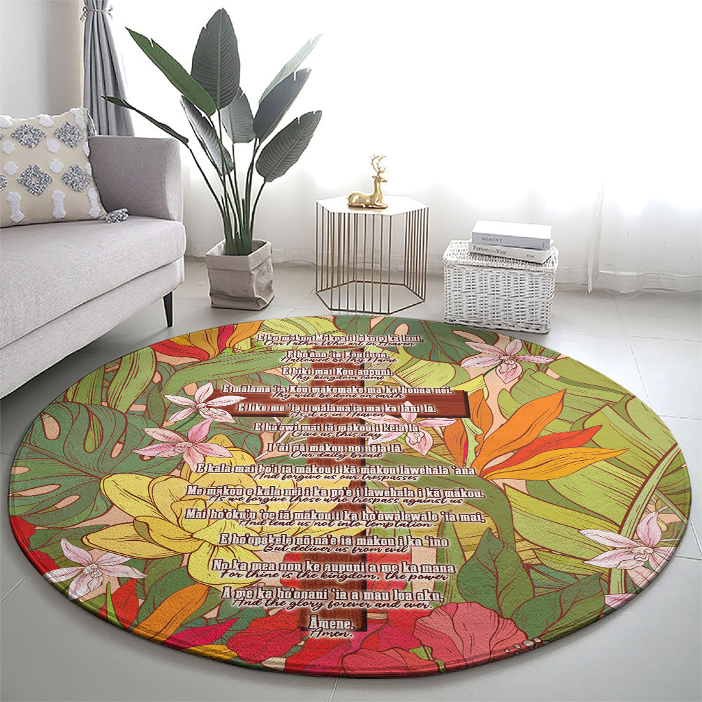 Mahalo Hawaii - ⁠Ka Pule a ka Haku Round Carpet Tropical Flowers