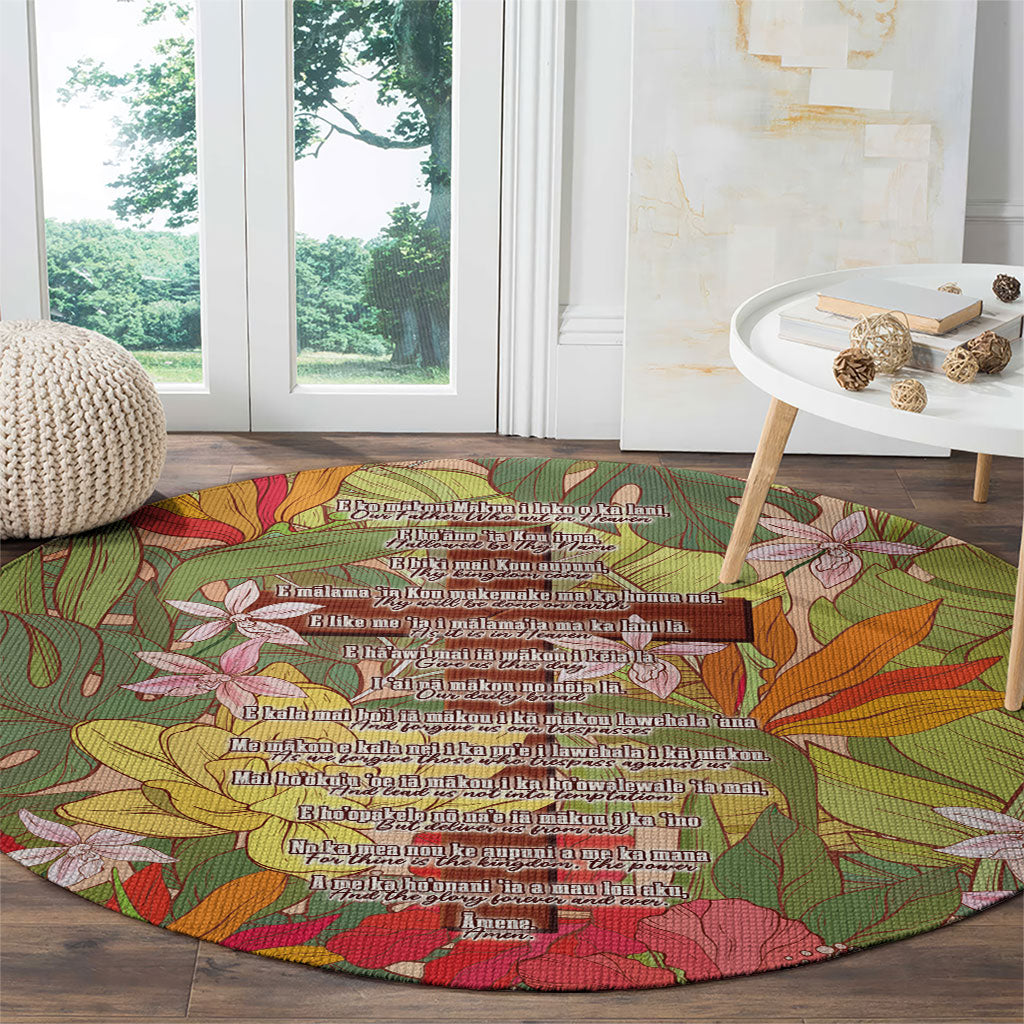 Mahalo Hawaii - ⁠Ka Pule a ka Haku Round Carpet Tropical Flowers