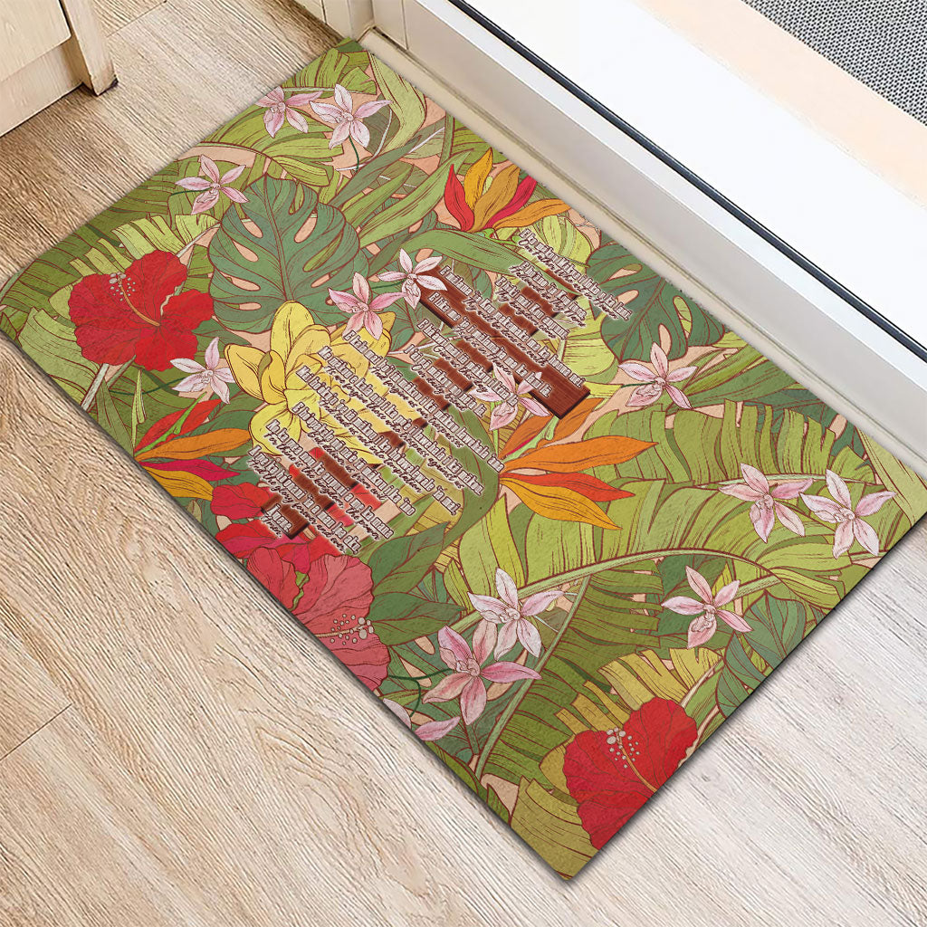 Mahalo Hawaii - ⁠Ka Pule a ka Haku Rubber Doormat Tropical Flowers