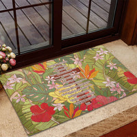 Mahalo Hawaii - ⁠Ka Pule a ka Haku Rubber Doormat Tropical Flowers