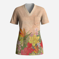 Mahalo Hawaii - ⁠Ka Pule a ka Haku Scrub Top Tropical Flowers