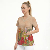 Mahalo Hawaii - ⁠Ka Pule a ka Haku Scrub Top Tropical Flowers