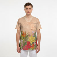 Mahalo Hawaii - ⁠Ka Pule a ka Haku Scrub Top Tropical Flowers